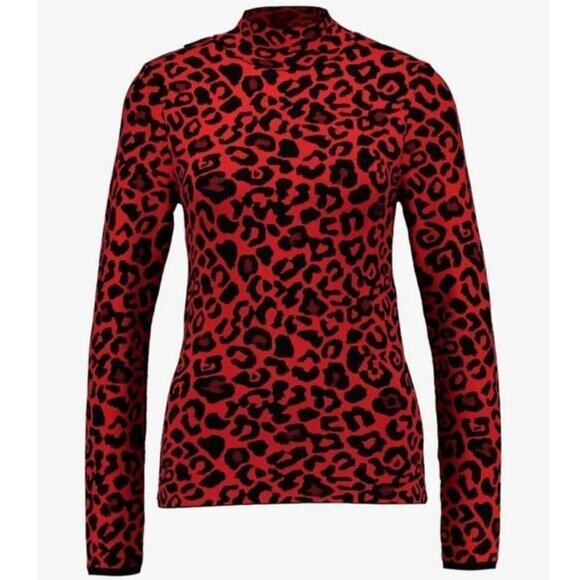 RIVER ISLAND Leopard Print Fine Knit Sweater T-Neck Top Sz M - Picture 12 of 12